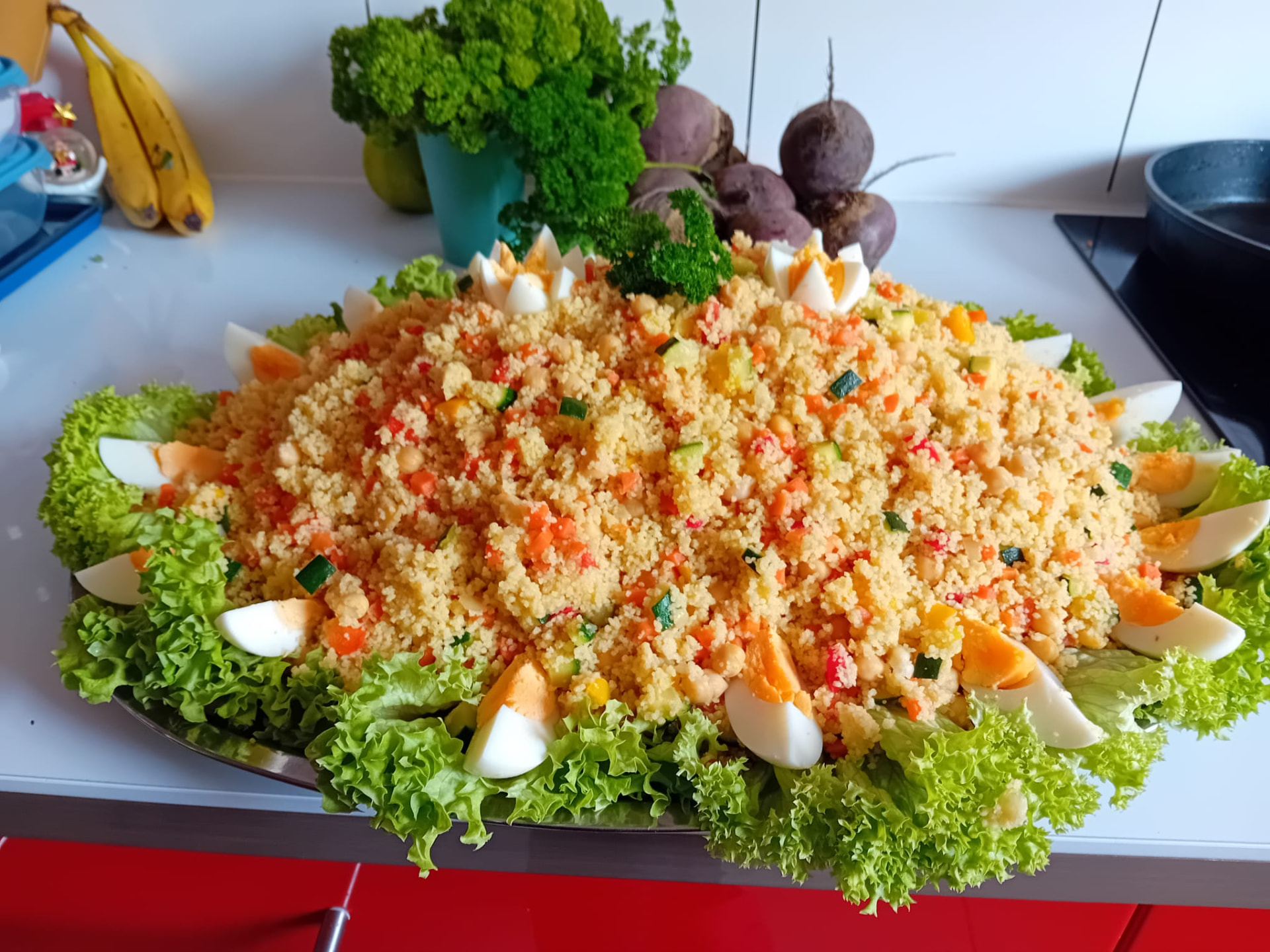 Grand plateau de taboulé couscous aux légumes